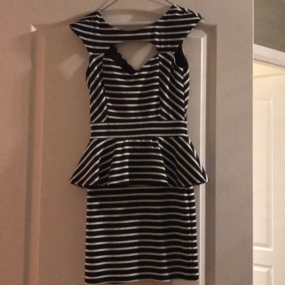 Black and White Peplum Dress
