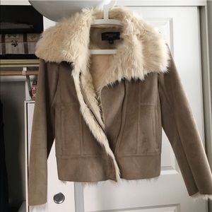 Ann Taylor Faux Suede & Fur Jacket | x-small
