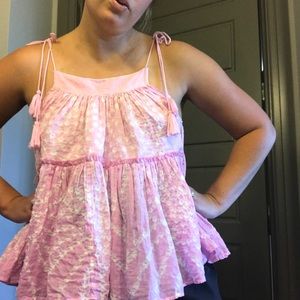 Antik Batik pink sleeveless tasseled top