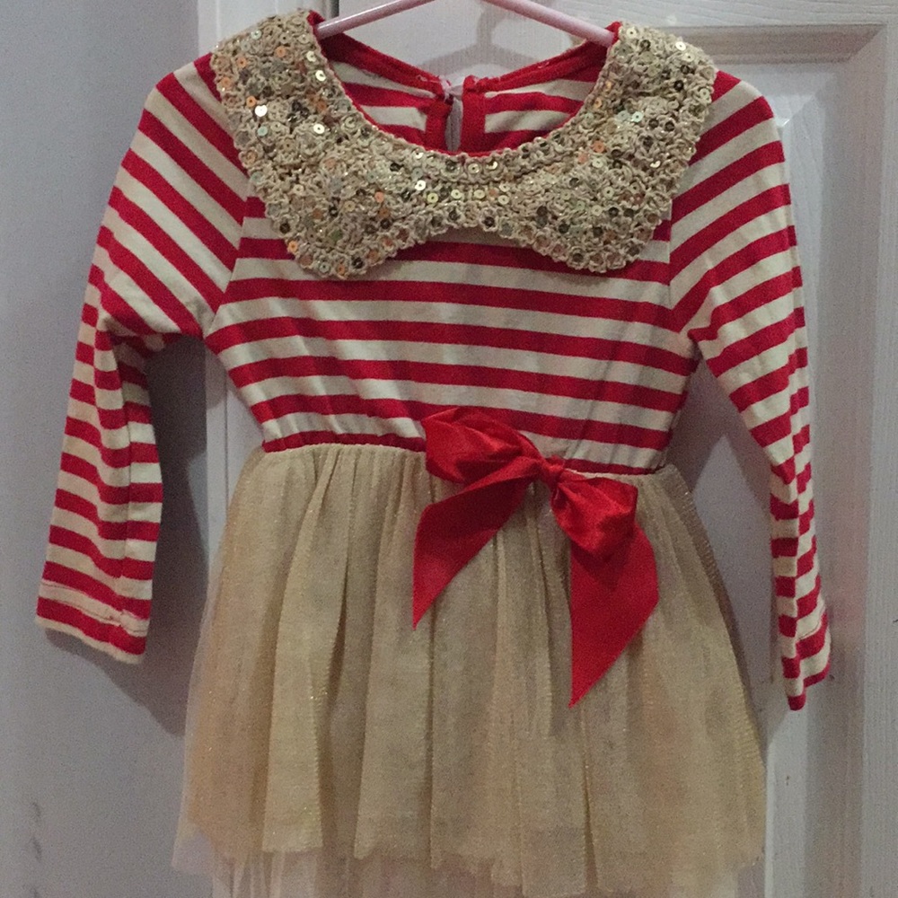 White and red candy cane baby dress
