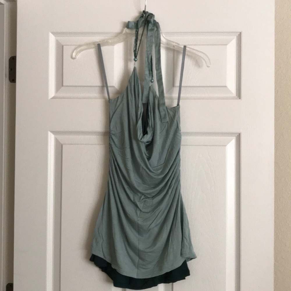 Green halter top.