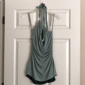 Green halter top.