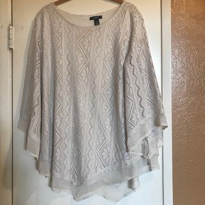 Egg shell colored crochet bell sleeve blouse
