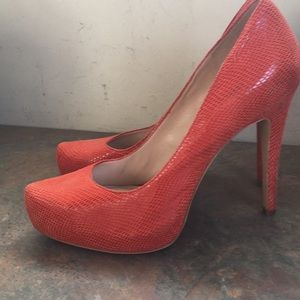Orange Faux Snakeskin BCBG Heels. Size 9/39
