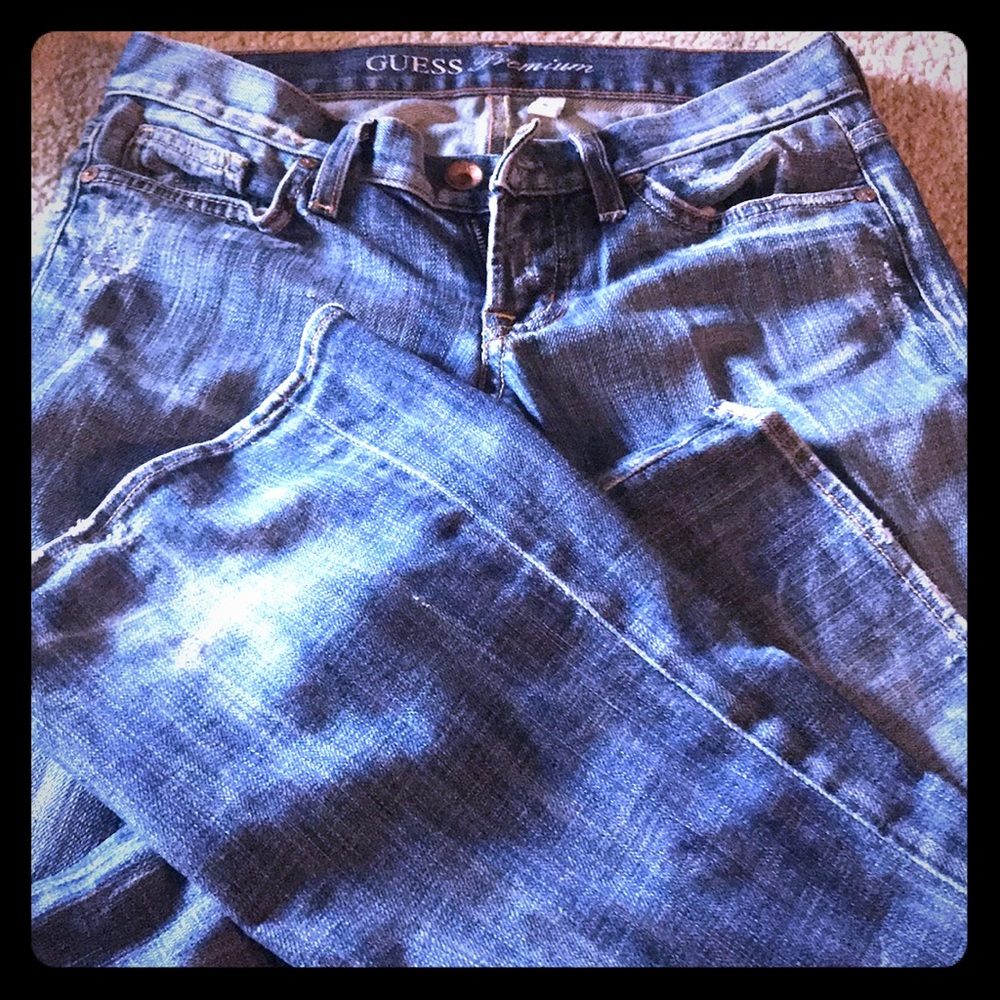 Guess jeans flare leg distressed style