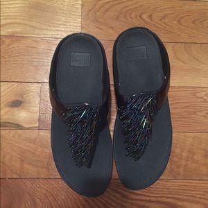 Navy blue thong sandals