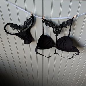 NEW black lace back bra and panties