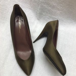 Joan and David Couture Silk Heels Bronze SZ 36.5