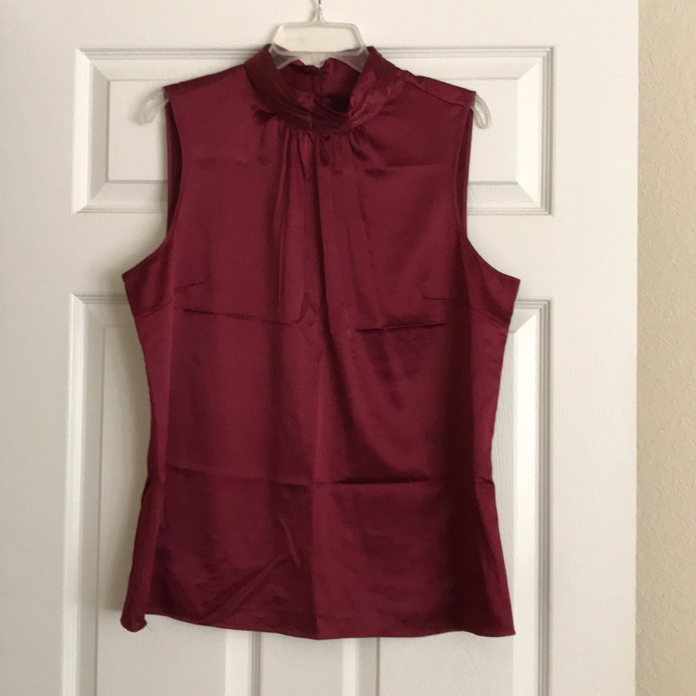 Maroon mock turtle neck blouse