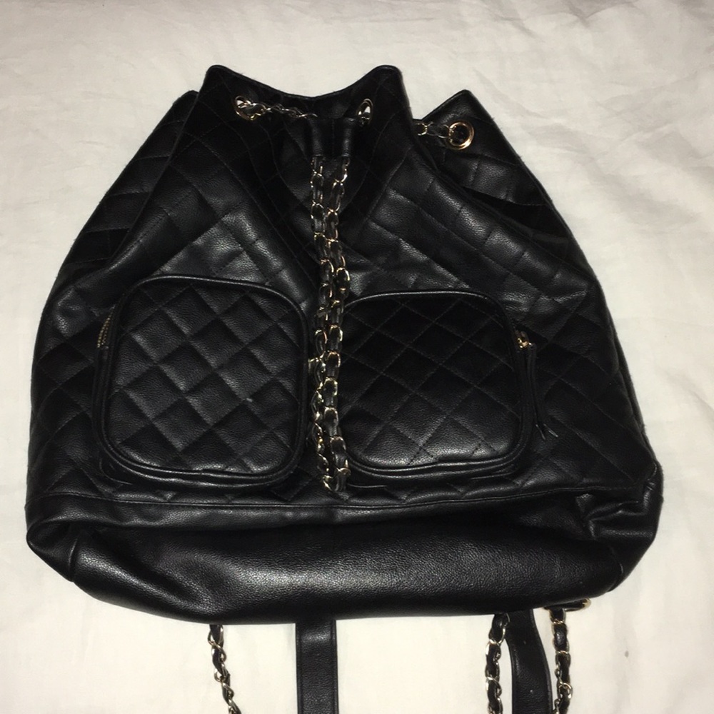 Quilted vegan leather backpack