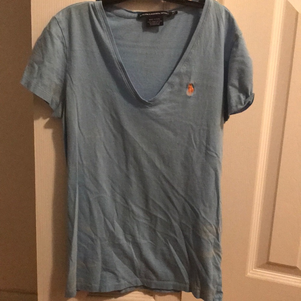 Light blue polo v neck