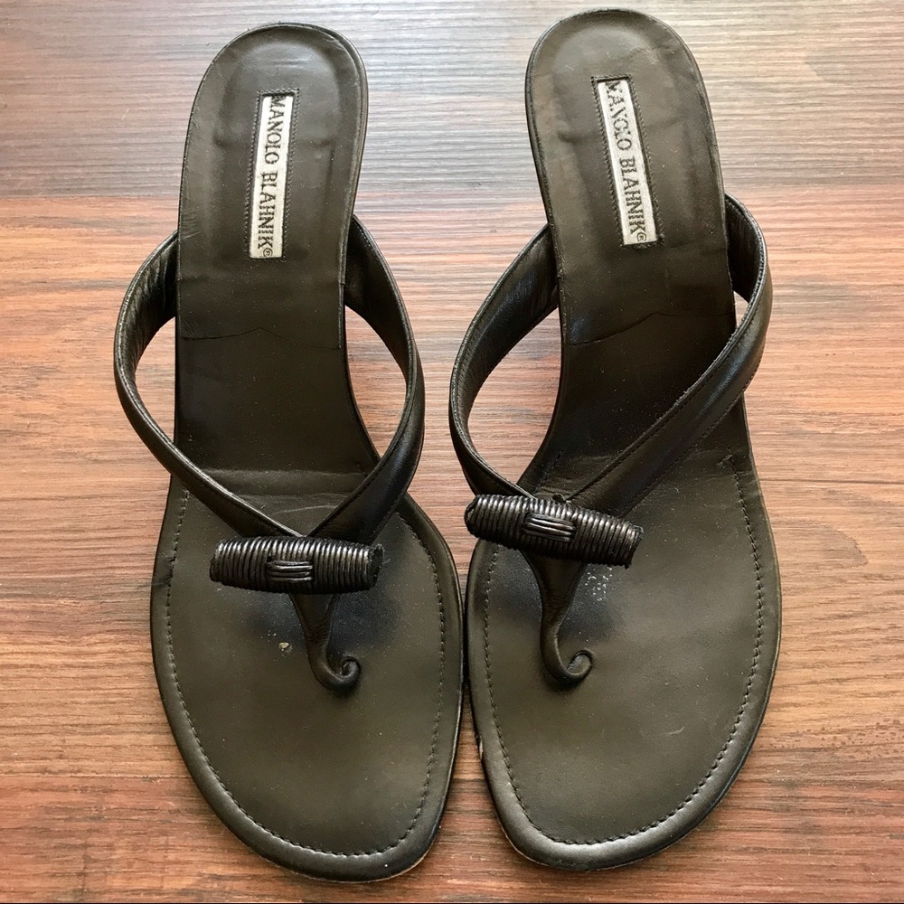 Manolo Blahnik Kitten Heel Thong Sandals