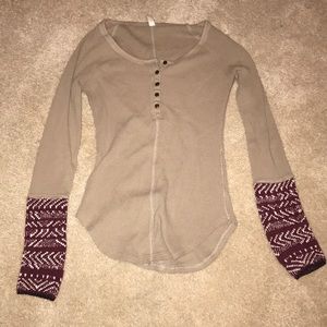 Free People long sleeve Henley tee