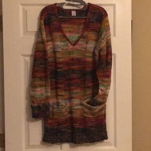 Multi-Colored V-neck Sweater Tunic