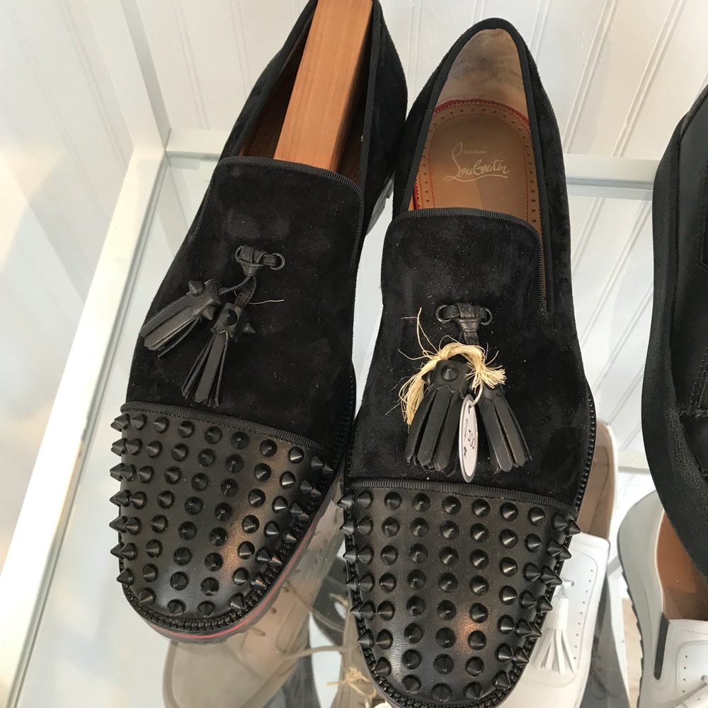 Black Studded Louboutin Men Shoes