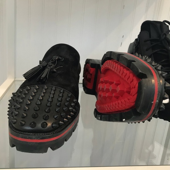 Black Studded Louboutin Men Shoes