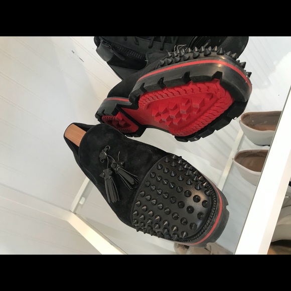 Louis Junior Spikes leather sneakers in black - Christian  Black Studded Louboutin Men Shoes