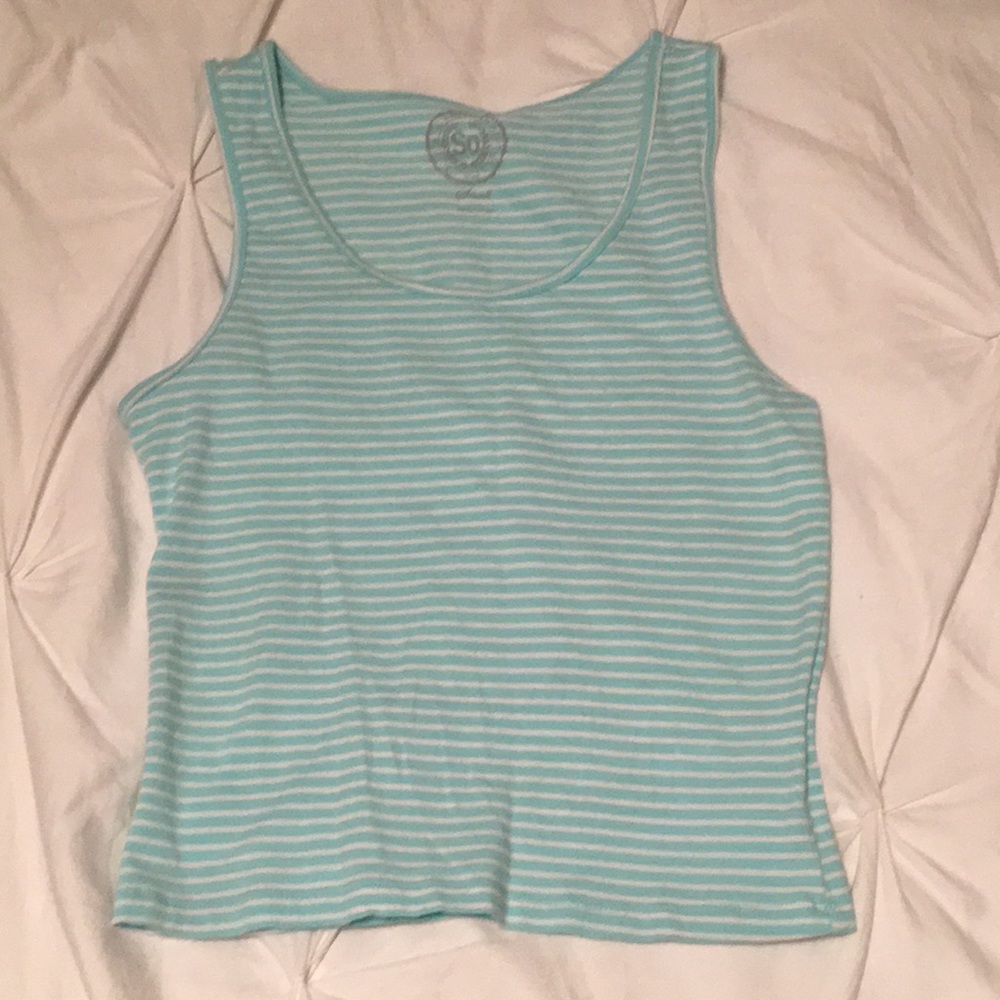 Teal and white crop tank