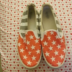 Women's stars and stripes flat slip on's...