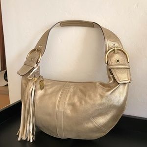 Coach Gold Metallic Leather Shoulder Bag