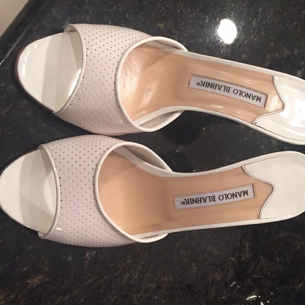 Manlolo Blahnik, white sandals