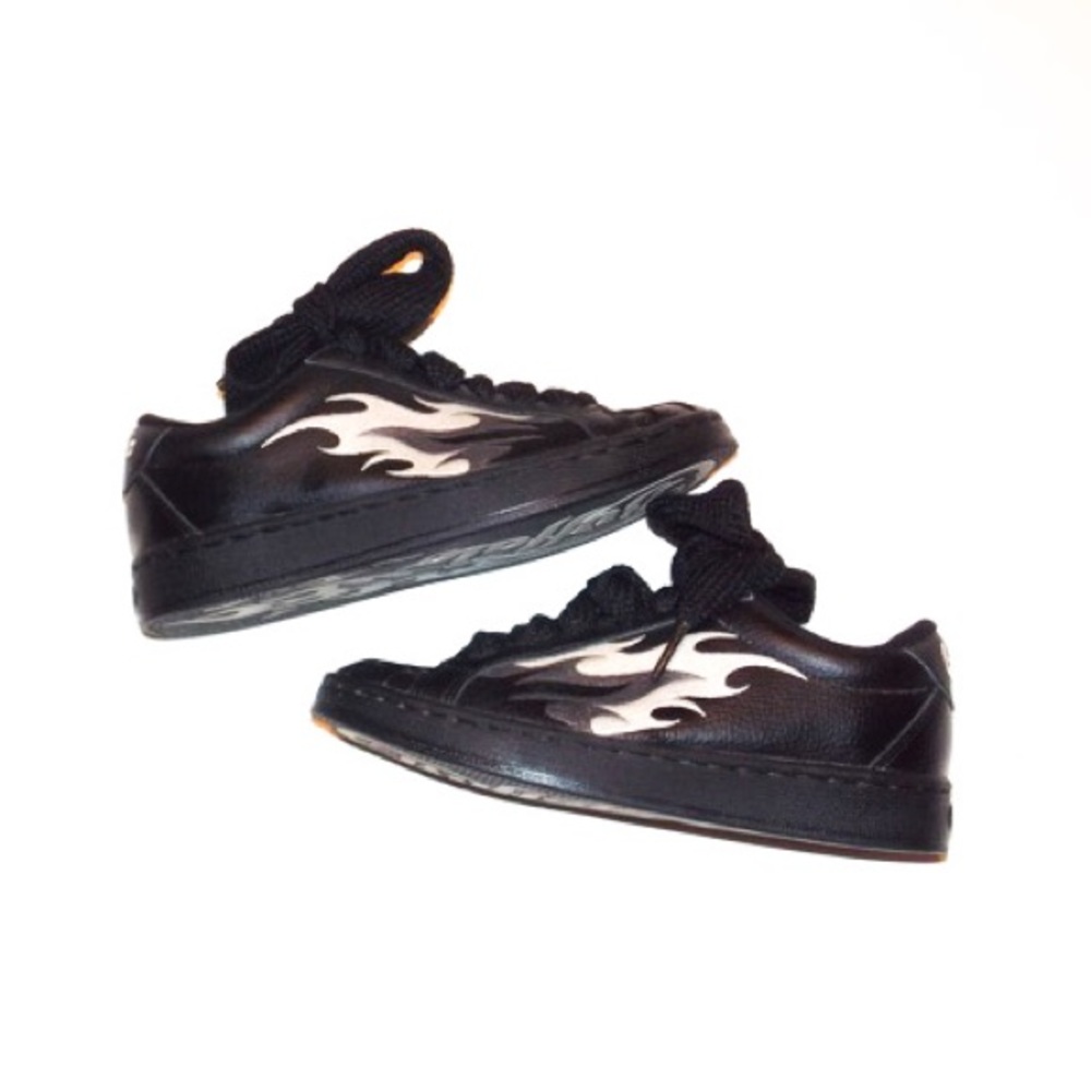 Leather Buffalo David Bitton flames sneakers shoes