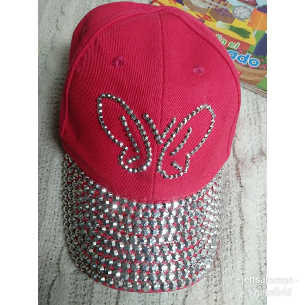 Kid size pink diamond butterfly hat
