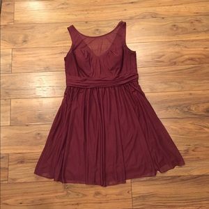 Bridesmaid Short Mesh Wine Dress