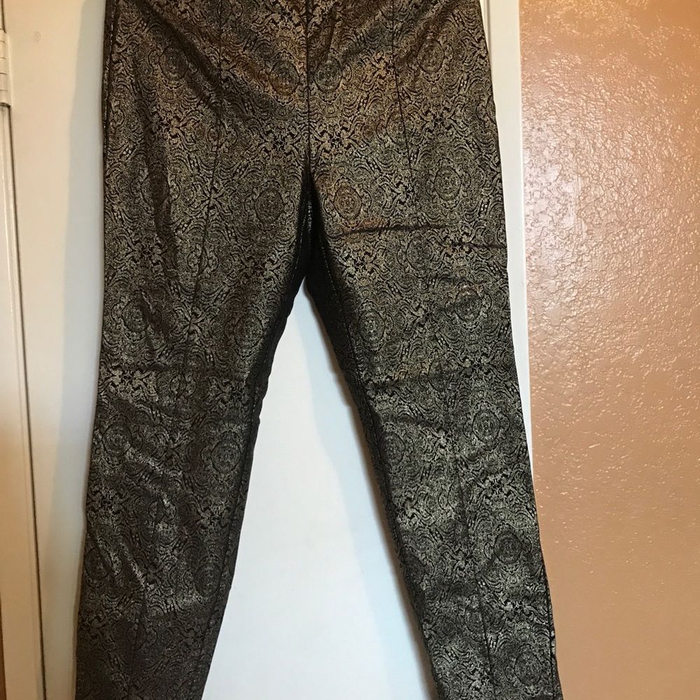 Alfani metallic gold and black ankle pants
