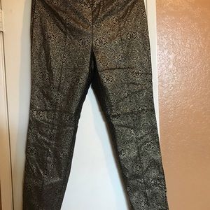 Alfani metallic gold and black ankle pants