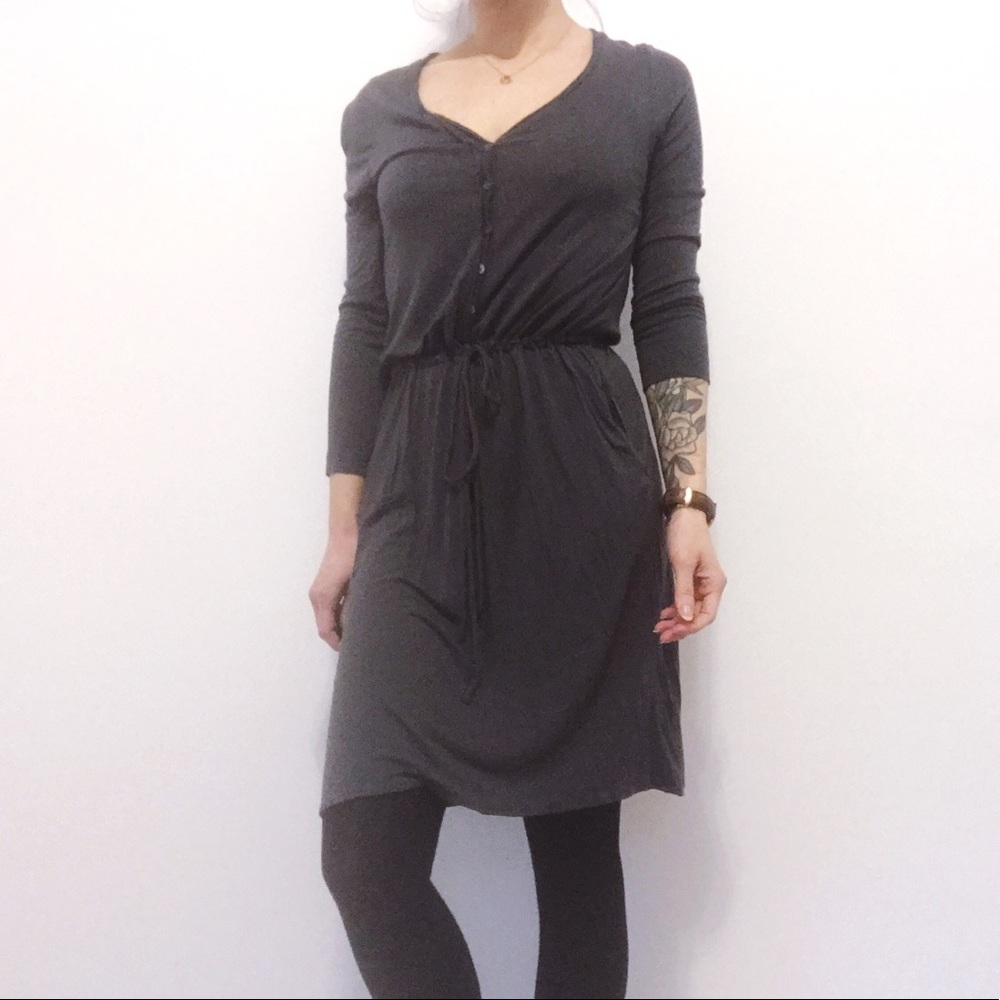 Jcrew S Knit Drawstring Dress | Grey - Picture 2 of 4