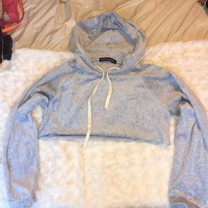 Grey saude crop top hoodie
