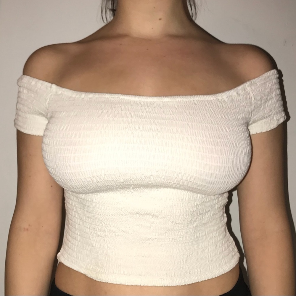 White off the shoulder Brandy Melville crop