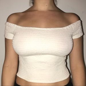 White off the shoulder Brandy Melville crop