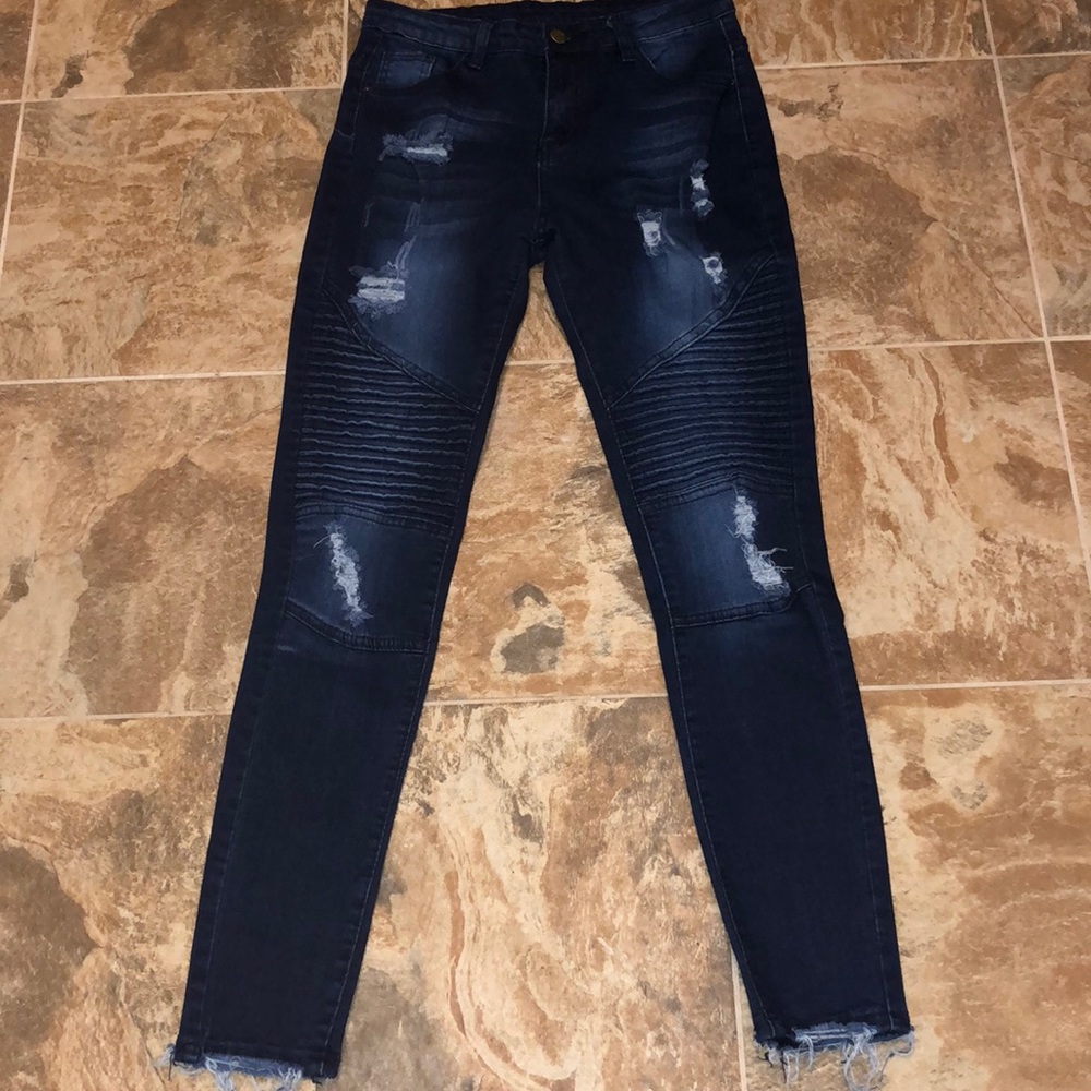 Skinny Distressed Moto Jeggings