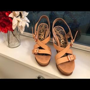 Sam Edelman Josie Cork Wedge Leather Sandals