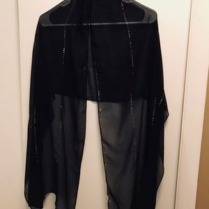 Black Sequined chiffon scarf