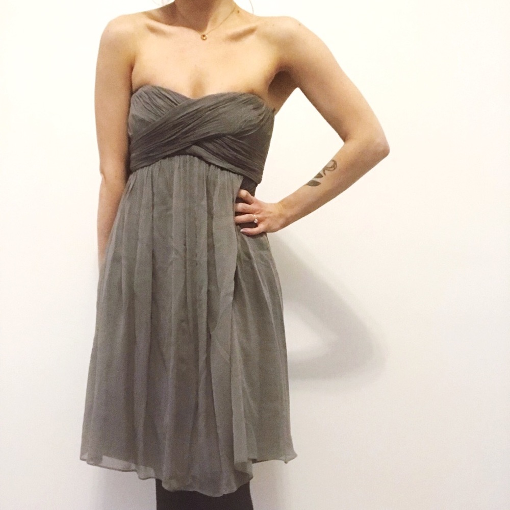 Jcrew 00 Silk Chiffon Dress | Grey
