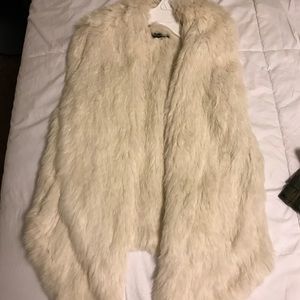 ivory real rabbit fur vest new without tags
