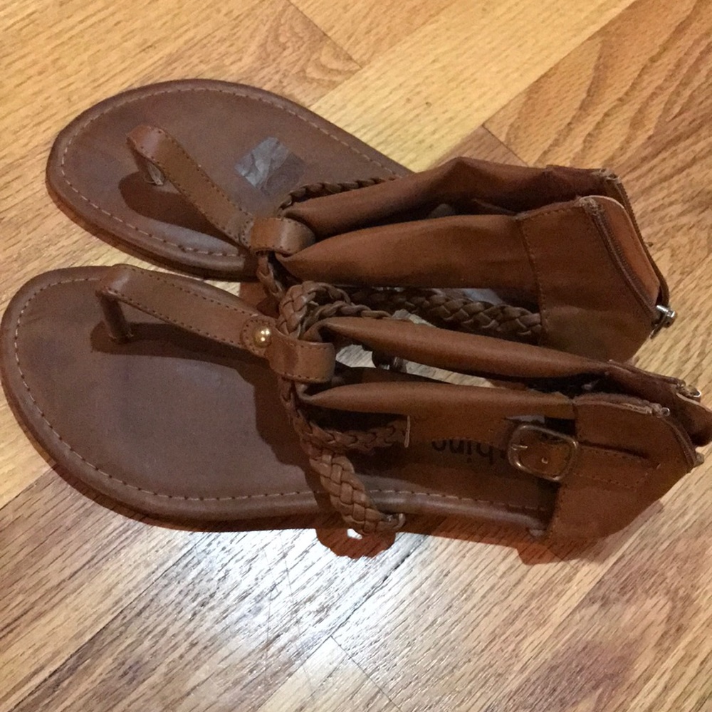 Cognac Flat Braided Sandals