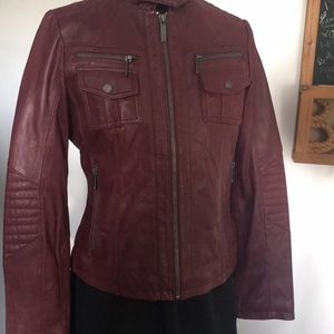 NWOT Maroon Michael Kors leather jacket. Size M