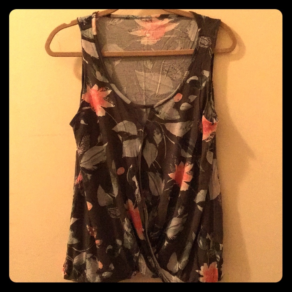 Green and pink floral top