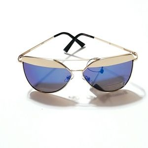 Matted Gold/Blue Lens Sunglasses