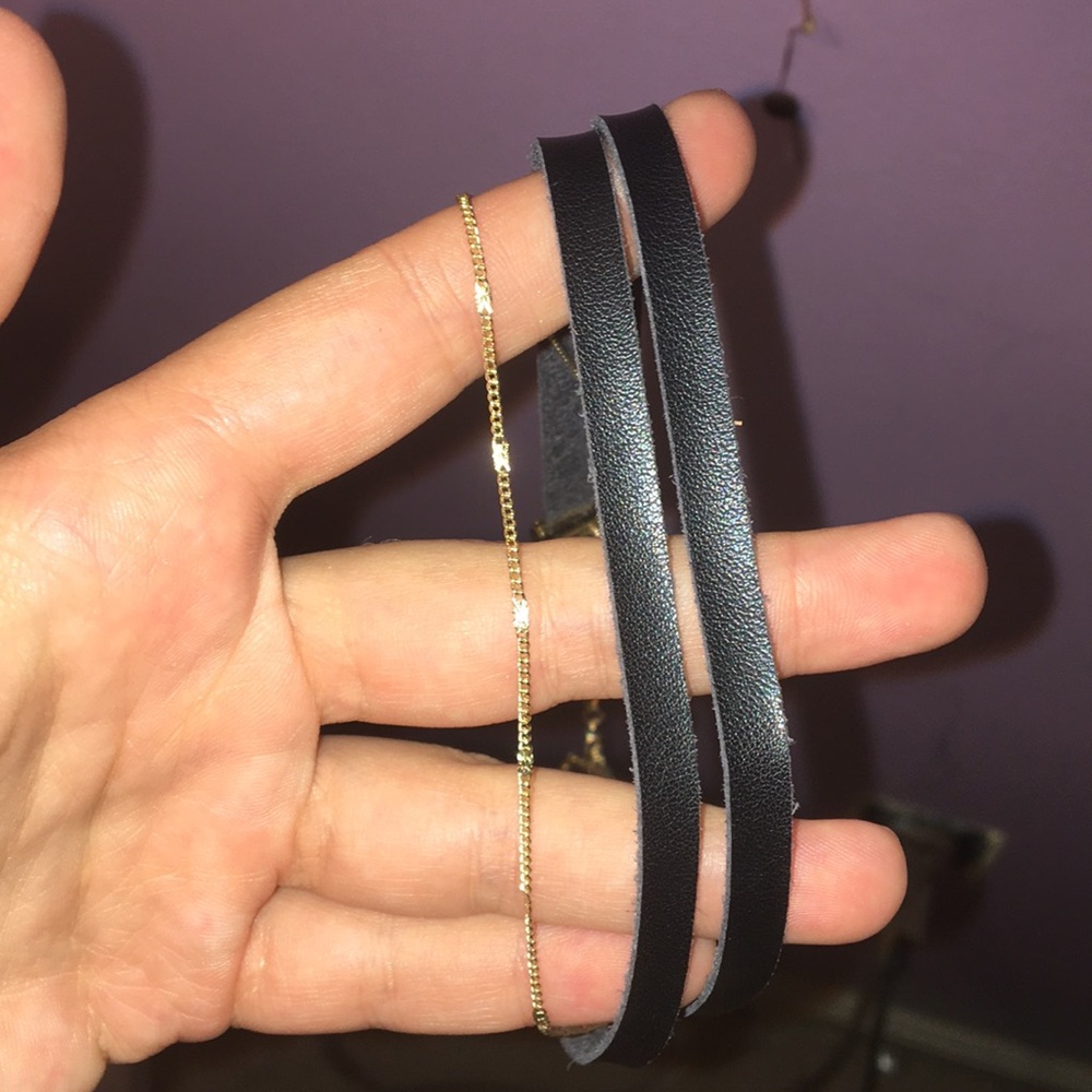 Leather & gold choker