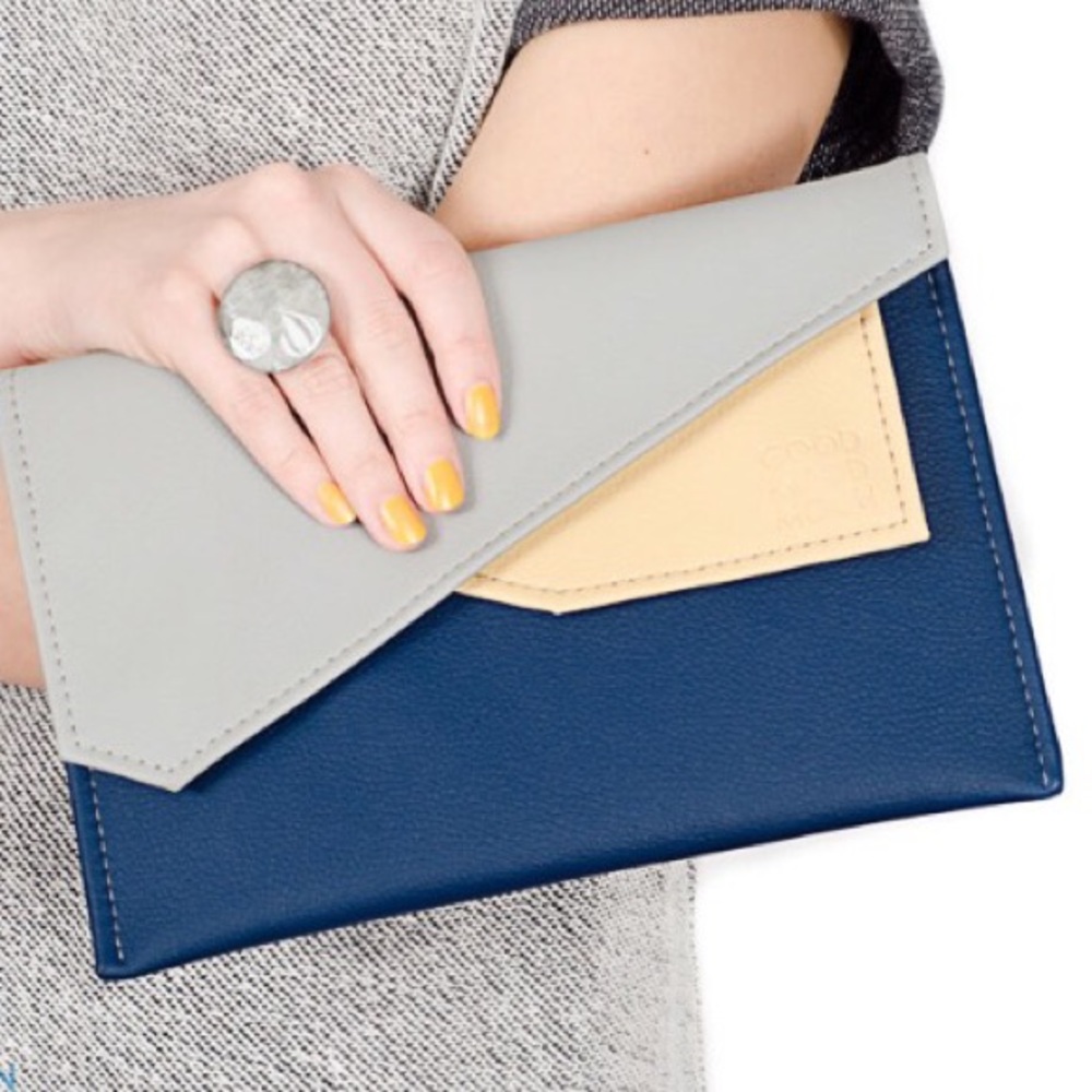 Vegan Animal Friendly Navy Envelope Clutch