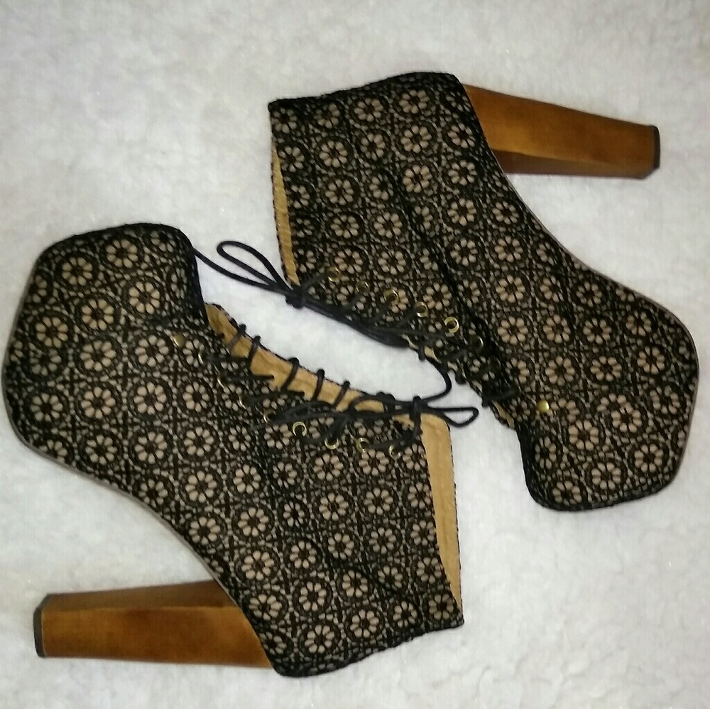 Jeffrey Campbell Lita Mac black and brown boots