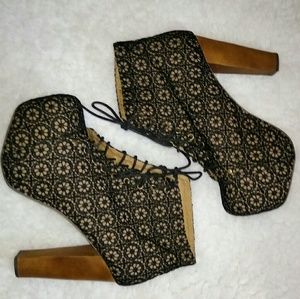 Jeffrey Campbell Lita Mac black and brown boots