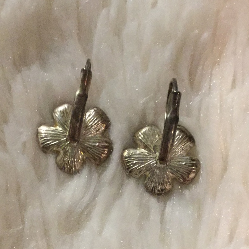 Blue & Silver Tone Flower Earrings - Picture 2 of 6