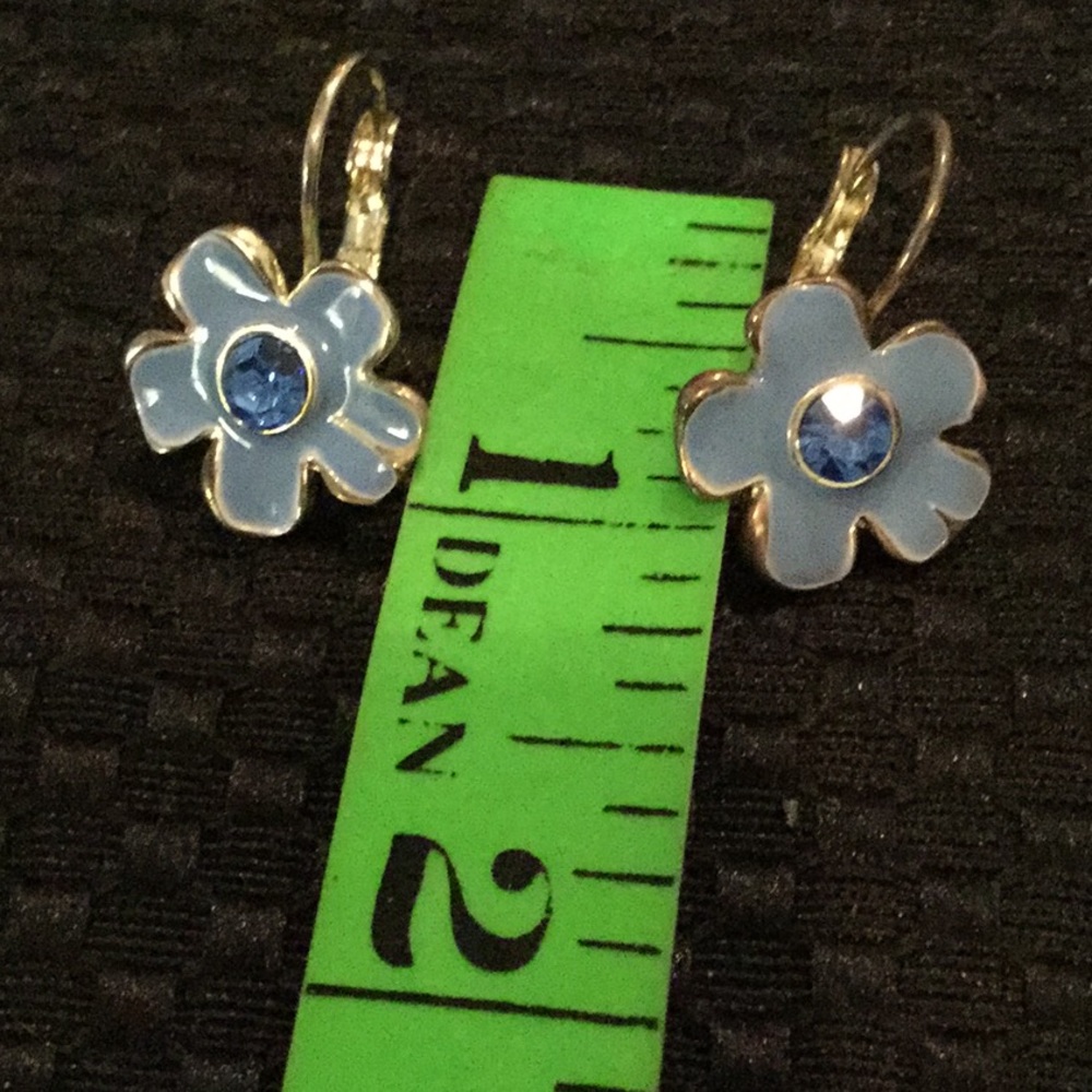 Blue & Silver Tone Flower Earrings - Picture 6 of 6