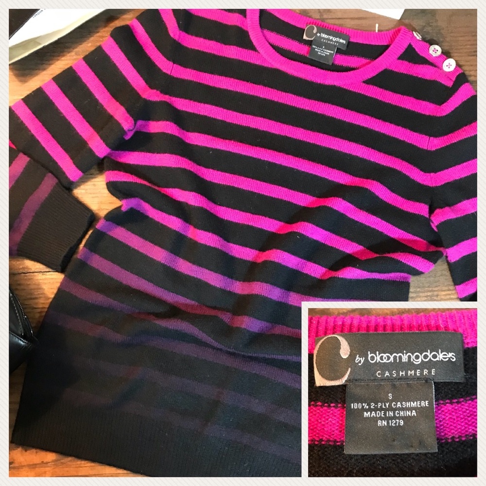 100% Cashmere Bloomingdales Striped Ombré Sweater